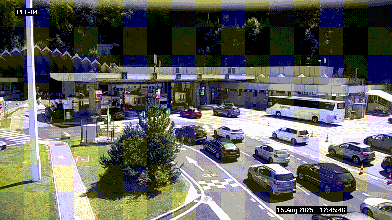 Webcam au péage du tunnel du Mont-Blanc, côté entrée France à Chamonix, au bout de l'A40