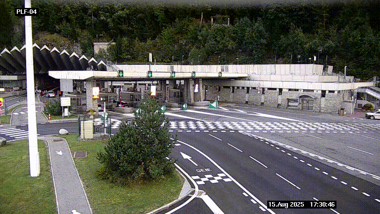 Webcam au péage du tunnel du Mont-Blanc, côté entrée France à Chamonix, au bout de l'A40