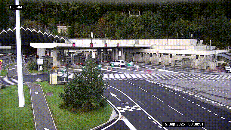 Webcam au péage du tunnel du Mont-Blanc, côté entrée France à Chamonix, au bout de l'A40