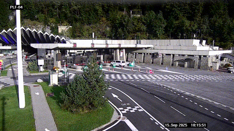 Webcam au péage du tunnel du Mont-Blanc, côté entrée France à Chamonix, au bout de l'A40
