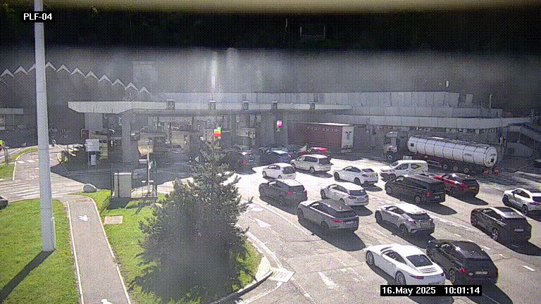 Webcam au péage du tunnel du Mont-Blanc, côté entrée France à Chamonix, au bout de l'A40