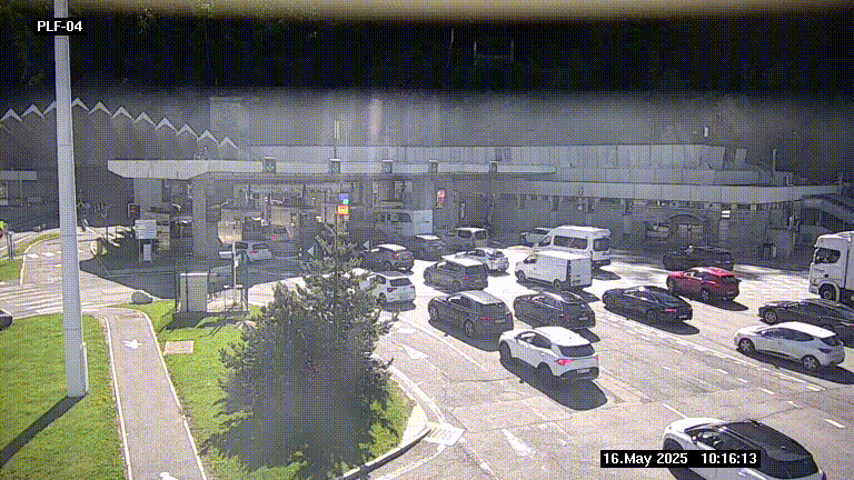 Webcam au péage du tunnel du Mont-Blanc, côté entrée France à Chamonix, au bout de l'A40