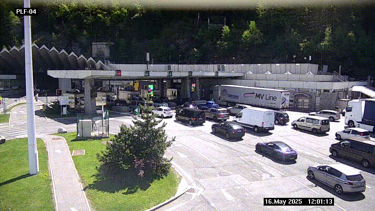 Webcam au péage du tunnel du Mont-Blanc, côté entrée France à Chamonix, au bout de l'A40