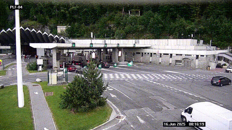 Webcam au péage du tunnel du Mont-Blanc, côté entrée France à Chamonix, au bout de l'A40