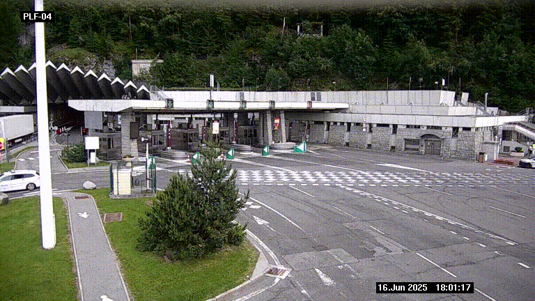 Webcam au péage du tunnel du Mont-Blanc, côté entrée France à Chamonix, au bout de l'A40