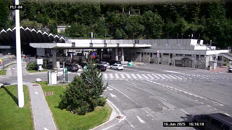 Webcam au péage du tunnel du Mont-Blanc, côté entrée France à Chamonix, au bout de l'A40
