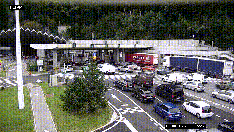 <h2>Webcam au péage du tunnel du Mont-Blanc, côté entrée France à Chamonix, au bout de l'A40</h2>