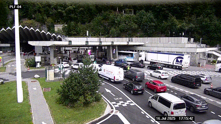 <h2>Webcam au péage du tunnel du Mont-Blanc, côté entrée France à Chamonix, au bout de l'A40</h2>