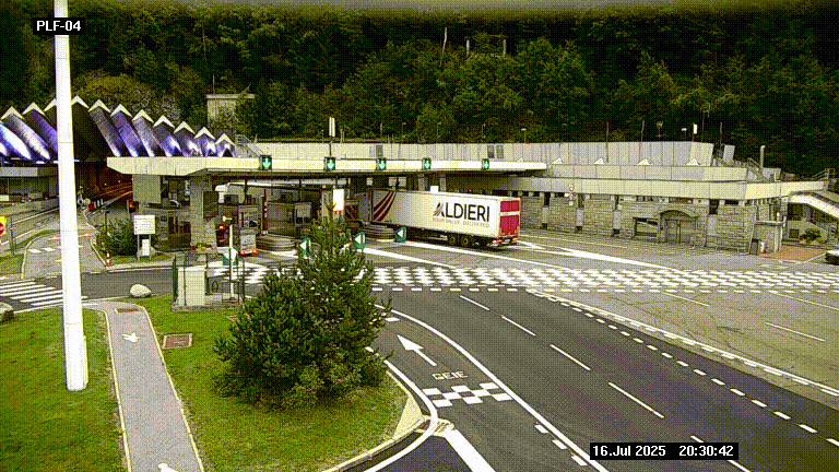 <h2>Webcam au péage du tunnel du Mont-Blanc, côté entrée France à Chamonix, au bout de l'A40</h2>