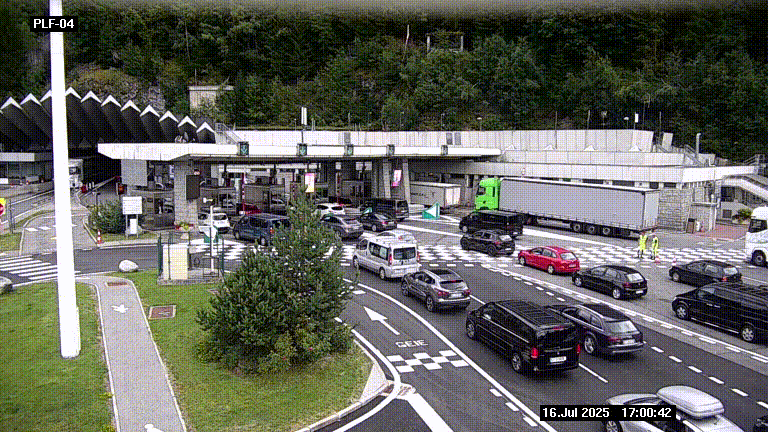 <h2>Webcam au péage du tunnel du Mont-Blanc, côté entrée France à Chamonix, au bout de l'A40</h2>