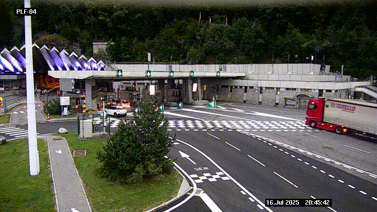 Webcam au péage du tunnel du Mont-Blanc, côté entrée France à Chamonix, au bout de l'A40
