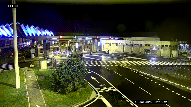 Webcam au péage du tunnel du Mont-Blanc, côté entrée France à Chamonix, au bout de l'A40