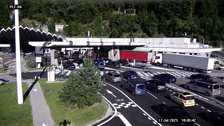 <h2>Webcam au péage du tunnel du Mont-Blanc, côté entrée France à Chamonix, au bout de l'A40</h2>