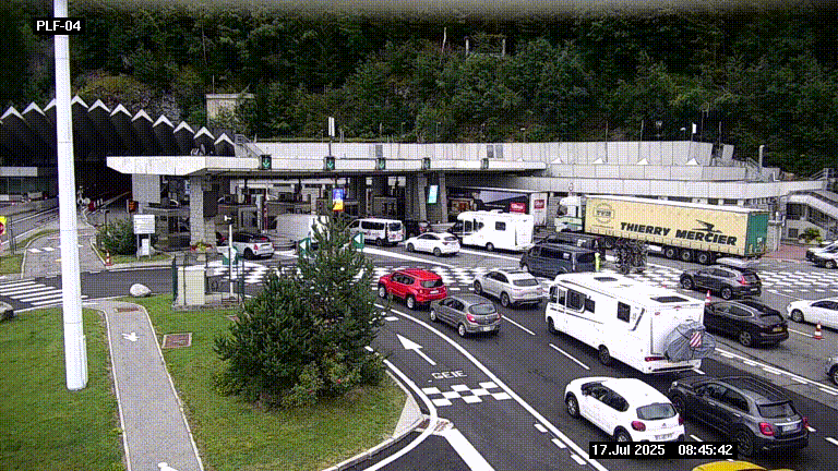 <h2>Webcam au péage du tunnel du Mont-Blanc, côté entrée France à Chamonix, au bout de l'A40</h2>