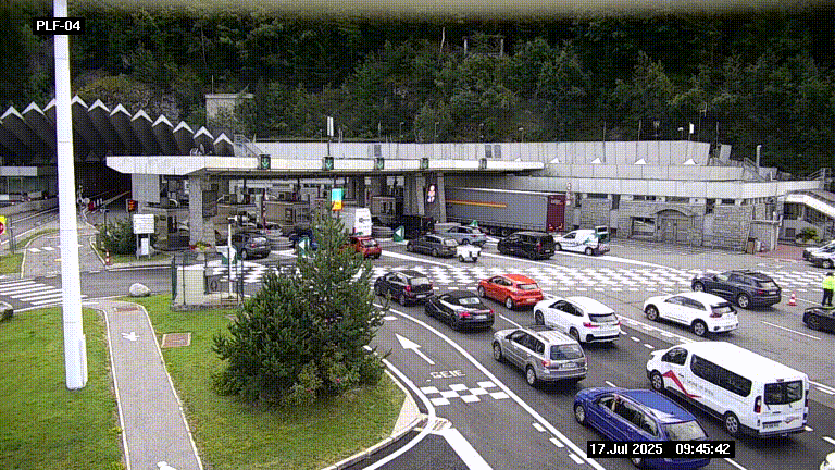 <h2>Webcam au péage du tunnel du Mont-Blanc, côté entrée France à Chamonix, au bout de l'A40</h2>