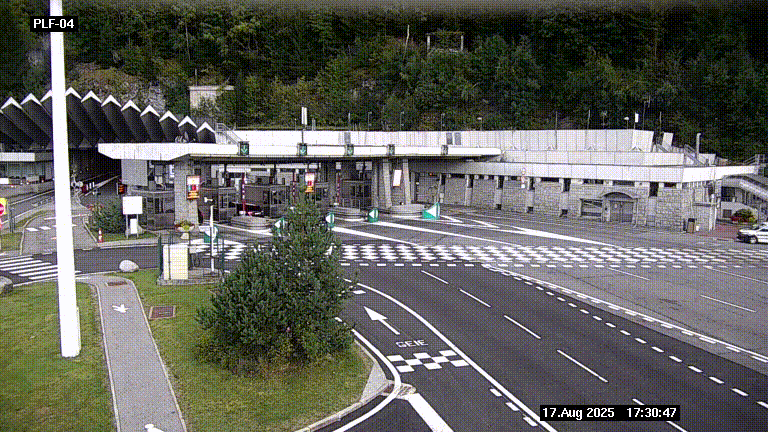 Webcam au péage du tunnel du Mont-Blanc, côté entrée France à Chamonix, au bout de l'A40