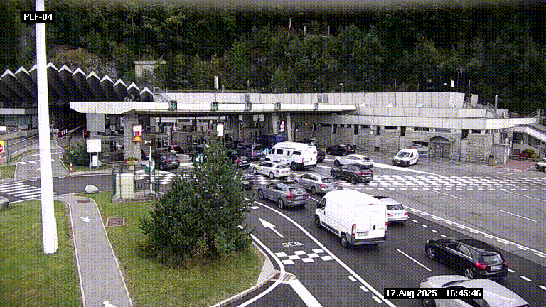 Webcam au péage du tunnel du Mont-Blanc, côté entrée France à Chamonix, au bout de l'A40