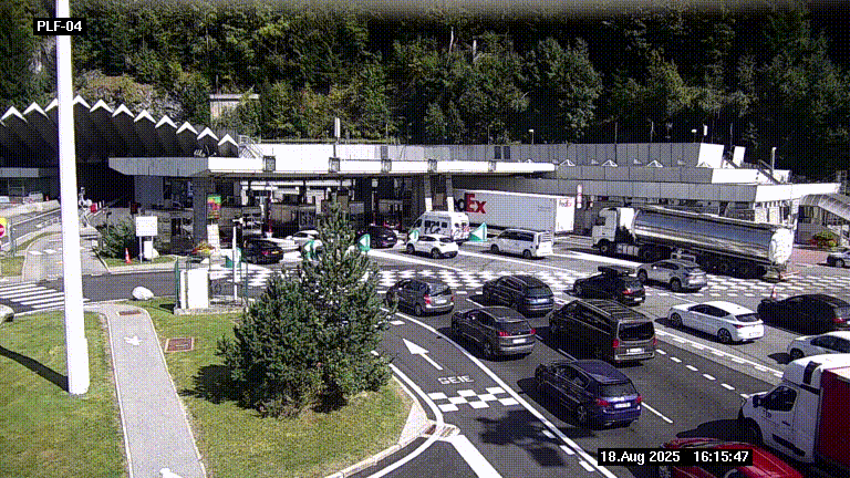 Webcam au péage du tunnel du Mont-Blanc, côté entrée France à Chamonix, au bout de l'A40