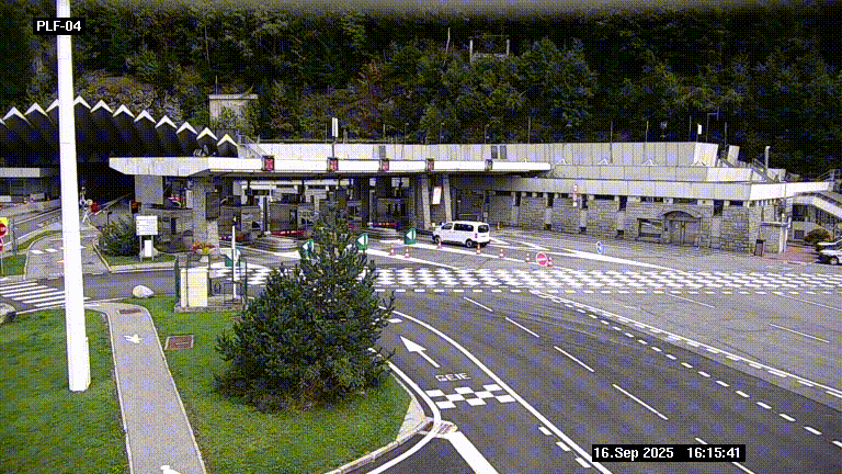 Webcam au péage du tunnel du Mont-Blanc, côté entrée France à Chamonix, au bout de l'A40