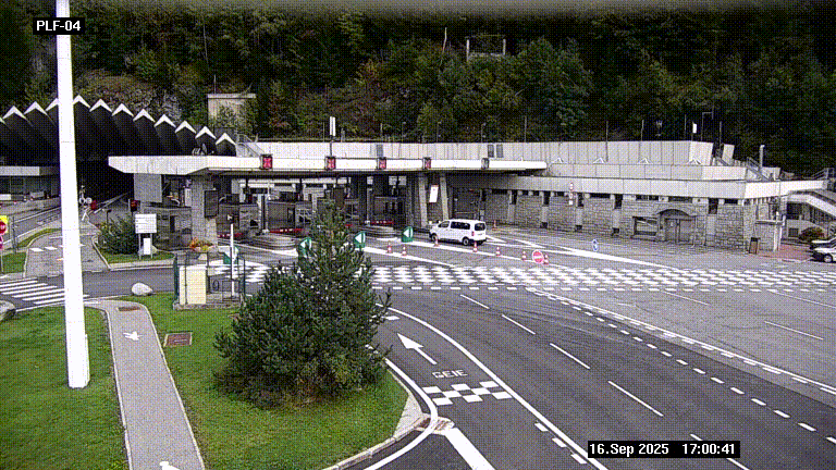 Webcam au péage du tunnel du Mont-Blanc, côté entrée France à Chamonix, au bout de l'A40