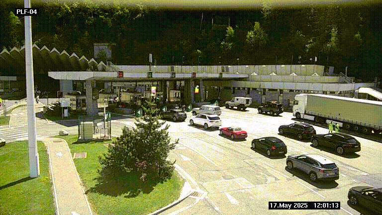 Webcam au péage du tunnel du Mont-Blanc, côté entrée France à Chamonix, au bout de l'A40