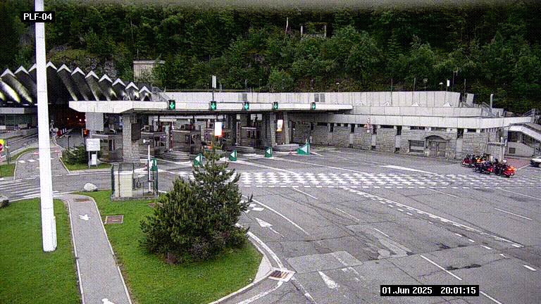 Webcam au péage du tunnel du Mont-Blanc, côté entrée France à Chamonix, au bout de l'A40