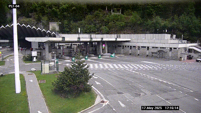 Webcam au péage du tunnel du Mont-Blanc, côté entrée France à Chamonix, au bout de l'A40