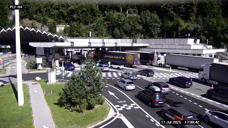 Webcam au péage du tunnel du Mont-Blanc, côté entrée France à Chamonix, au bout de l'A40