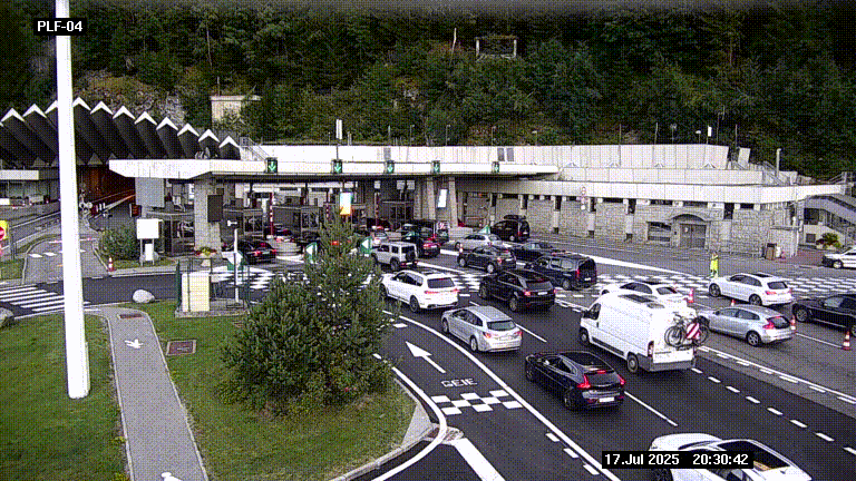 Webcam au péage du tunnel du Mont-Blanc, côté entrée France à Chamonix, au bout de l'A40
