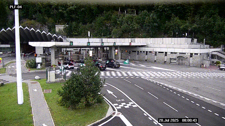 <h2>Webcam au péage du tunnel du Mont-Blanc, côté entrée France à Chamonix, au bout de l'A40</h2>
