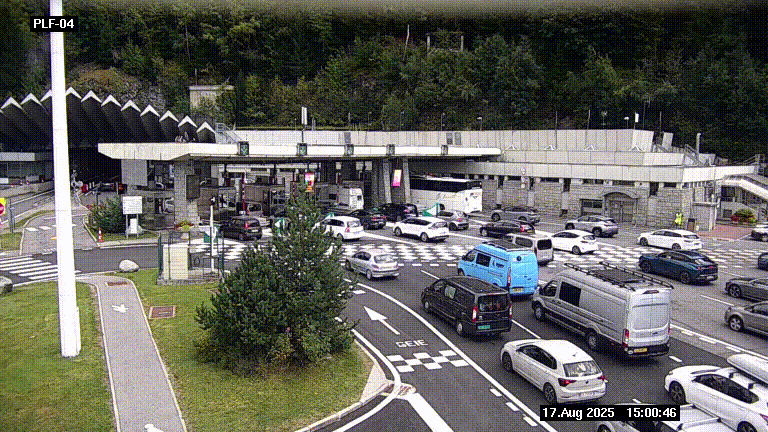 Webcam au péage du tunnel du Mont-Blanc, côté entrée France à Chamonix, au bout de l'A40