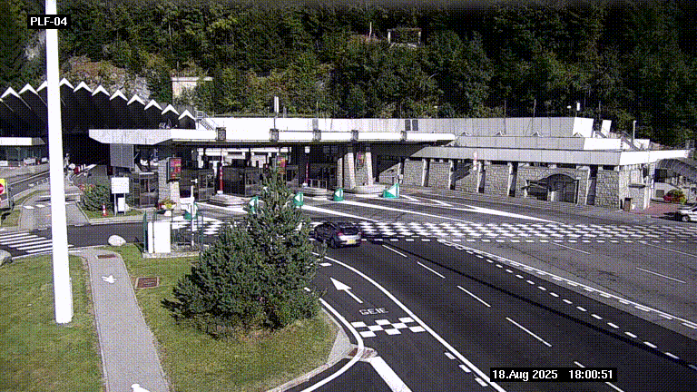 Webcam au péage du tunnel du Mont-Blanc, côté entrée France à Chamonix, au bout de l'A40
