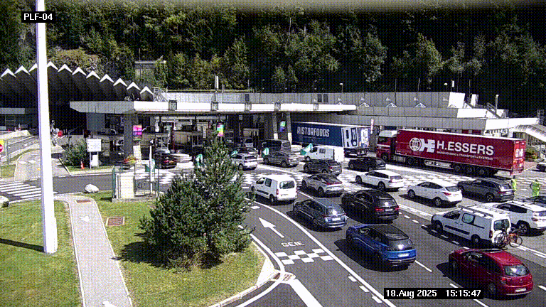 Webcam au péage du tunnel du Mont-Blanc, côté entrée France à Chamonix, au bout de l'A40
