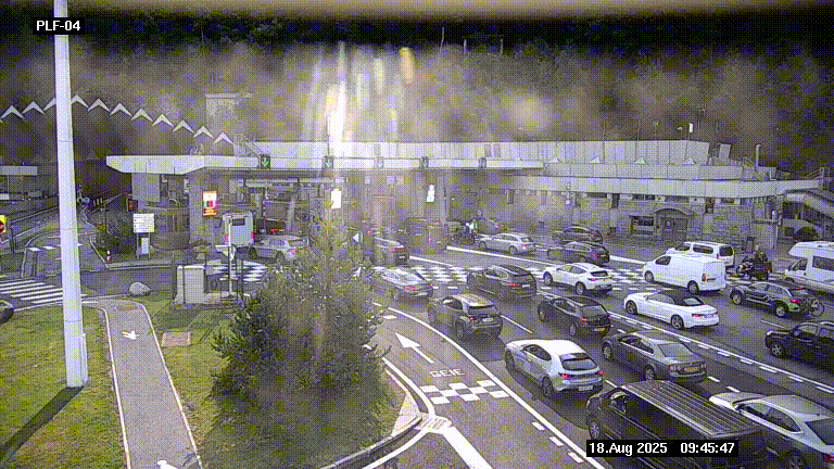 Webcam au péage du tunnel du Mont-Blanc, côté entrée France à Chamonix, au bout de l'A40