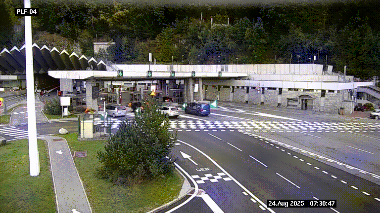 Webcam au péage du tunnel du Mont-Blanc, côté entrée France à Chamonix, au bout de l'A40