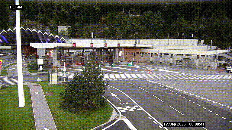 Webcam au péage du tunnel du Mont-Blanc, côté entrée France à Chamonix, au bout de l'A40