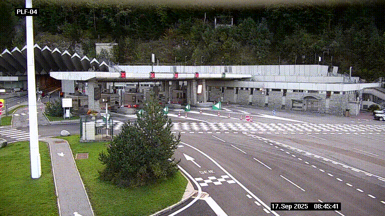 Webcam au péage du tunnel du Mont-Blanc, côté entrée France à Chamonix, au bout de l'A40