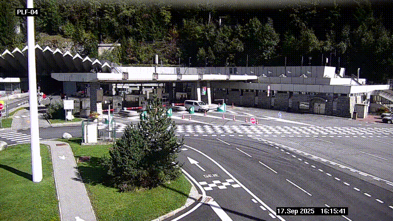 <h2>Webcam au péage du tunnel du Mont-Blanc, côté entrée France à Chamonix, au bout de l'A40</h2>
