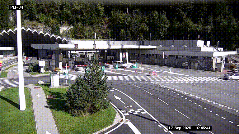 Webcam au péage du tunnel du Mont-Blanc, côté entrée France à Chamonix, au bout de l'A40
