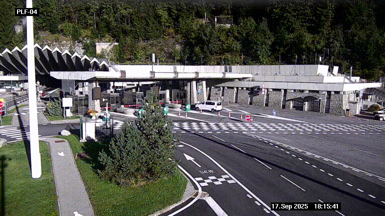 <h2>Webcam au péage du tunnel du Mont-Blanc, côté entrée France à Chamonix, au bout de l'A40</h2>