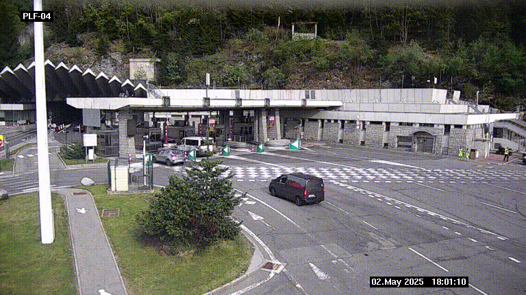Webcam au péage du tunnel du Mont-Blanc, côté entrée France à Chamonix, au bout de l'A40