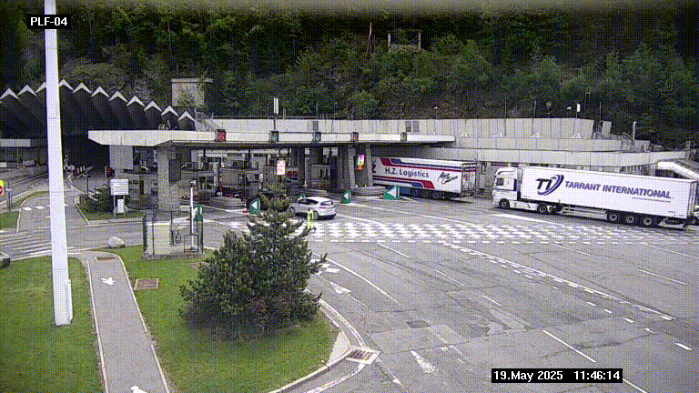 Webcam au péage du tunnel du Mont-Blanc, côté entrée France à Chamonix, au bout de l'A40