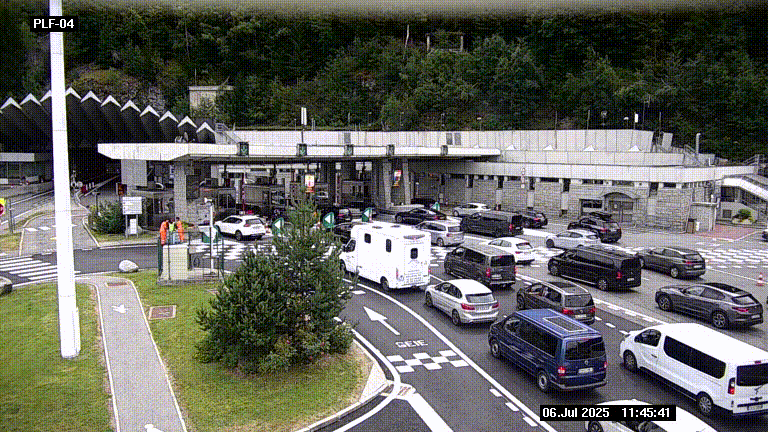 Webcam au péage du tunnel du Mont-Blanc, côté entrée France à Chamonix, au bout de l'A40