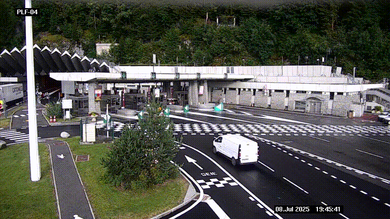 Webcam au péage du tunnel du Mont-Blanc, côté entrée France à Chamonix, au bout de l'A40
