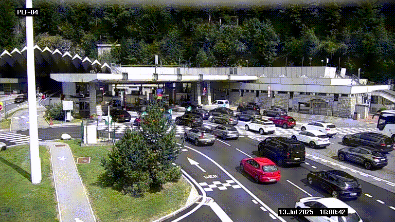 Webcam au péage du tunnel du Mont-Blanc, côté entrée France à Chamonix, au bout de l'A40