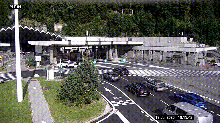 Webcam au péage du tunnel du Mont-Blanc, côté entrée France à Chamonix, au bout de l'A40