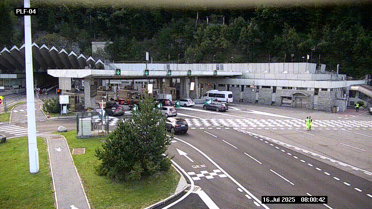 Webcam au péage du tunnel du Mont-Blanc, côté entrée France à Chamonix, au bout de l'A40