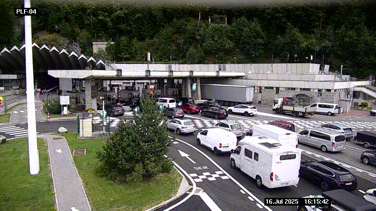 Webcam au péage du tunnel du Mont-Blanc, côté entrée France à Chamonix, au bout de l'A40