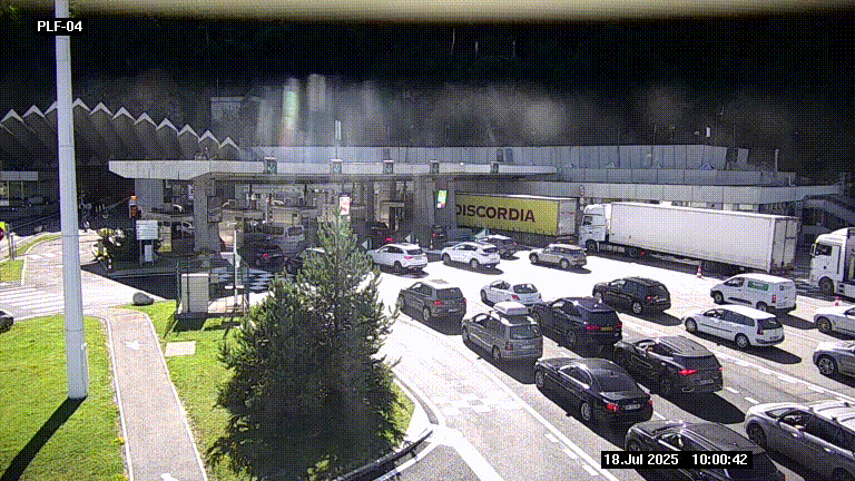 Webcam au péage du tunnel du Mont-Blanc, côté entrée France à Chamonix, au bout de l'A40