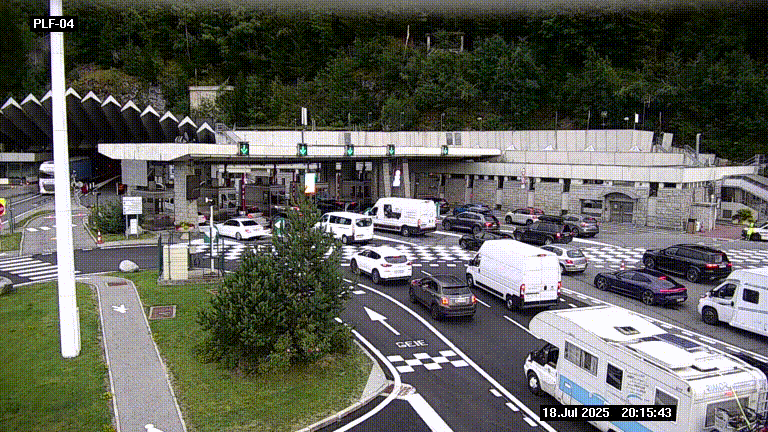 Webcam au péage du tunnel du Mont-Blanc, côté entrée France à Chamonix, au bout de l'A40